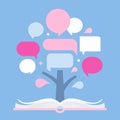 Infographic Tree and Open Book. Presentation Template for Quotes and Data. Vector Design