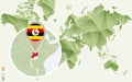 Infographic for Uganda, detailed map of Uganda with flag