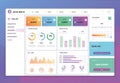 Infographic ui dashboard. Admin panel interface with graphs, charts diagrams. Vector analytical report information graphic element Royalty Free Stock Photo