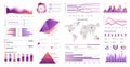 Infographic UI. Data visualization with statistic charts and business diagrams on infographic dashboard. Vector