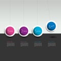 Infographic vector option banner with pendulum. Color spheres, balls, bubbles. Infographic template