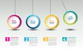 Infographic vector option banner with pendulum. Color spheres, balls, bubbles.