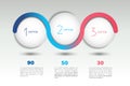 Infographic vector option banner with 3 steps. Color spheres, balls, bubbles. Royalty Free Stock Photo