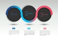 Infographic vector option banner with 3 steps. Color spheres, balls, bubbles.