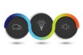 Infographic vector option banner with 3 steps. Color spheres, balls, bubbles.