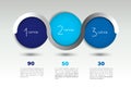 Infographic vector option banner with 3 steps. Color spheres, balls, bubbles. Royalty Free Stock Photo