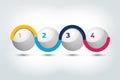 Infographic vector option banner with 4 steps. Color spheres, balls, bubbles. Royalty Free Stock Photo