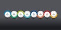 Infographic vector option banner, timeline. Color spheres, balls, bubbles