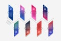 Vertical square shape design 8 steps to present and analyze processes. vector infographic