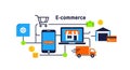 E-commerce concept infographic online shopping, logistics, payment and delivery flow Royalty Free Stock Photo