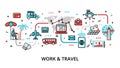 Infographic Work and Travel concept, modern flat thin line vector illustration