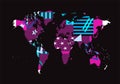 Infographic world map purple with stars colorful pop art illustration ...