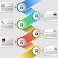 infographic zigzag pipe template with a circle diagram 6 steps Royalty Free Stock Photo
