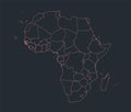 Infographics Africa map outline, flat design, color blue orange blank