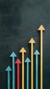 Infographics arrows rising on wall, investment, economic growth concept Royalty Free Stock Photo
