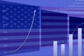 Infographics on the background of the flag of USA