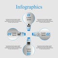 Infographics of the bulb shape with the text icons Royalty Free Stock Photo