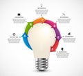 Infographics for business presentations or information booklet. Light bulb with arrows around.