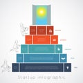 Infographics businessman steps up ladders template 5 positions