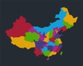 Infographics China map, flat design colors, blue background blank Royalty Free Stock Photo