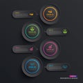 Infographics circle paper with 4 data vertical template in dark