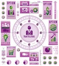 Infographics circular concept with lot of elements, circle divided with sectors and lines.