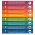 Infographics from color strips. Modern infographics 8 options for banner, business processes, workflow, diagram, flowcharts