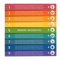 Infographics from color strips. Modern infographics 9 options for banner, business processes, workflow, diagram, flowcharts