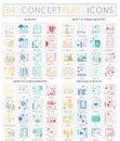 Infographics concept icons of ecology, heavy power technology, genetics biochemistry, medicine health icons. Vector