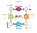 Infographics cycle diagram, presentation and round chart. Business concept with 4 equal options, parts, steps or processes.