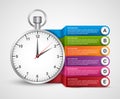 Infographics design template. Clock with colored ribbons.