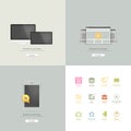 Infographics elements: Collection of colorful flat kit UI navigation elements with icons for personal portfolio website and mobile Royalty Free Stock Photo