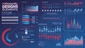 Infographics elements. Modern infographic vector template with statistics graphs and finance charts. Diagram template and chart Royalty Free Stock Photo