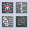 Infographics Elements Symbols and Icons World Map Timeline Vintage Retro Style Design Template on Stylish Abstract Gears