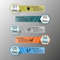 Infographics on five steps from rectangles and hexagons Royalty Free Stock Photo