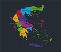 Infographics Greece map, flat design colors, with names of individual divisions
