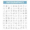 Infographics icons, line symbols, web signs, vector set, isolated illustration Royalty Free Stock Photo