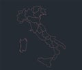Infographics Italy map outline, flat design, administrative division, blank