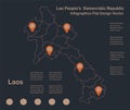 Infographics Laos map outline, flat design, color blue orange