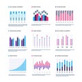 Infographics. Marketing graphs financial histogram, bar chart. Statistic charts and stock infocharts. Infographic vector