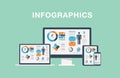 Infographics in modern flat vector illustration el Royalty Free Stock Photo