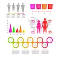 Gradient flat infographic element people, diagrams, rectangles with text, circles elements Royalty Free Stock Photo