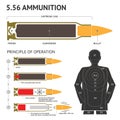 Infographics about the principle of bullet operation. Vector