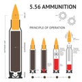 Infographics about the principle of bullet operation. Vector