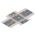 Infographics represented a crossroads controlled by traffic lights isometric icon set