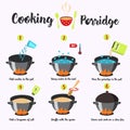 Infographics sequence of cooking porridge