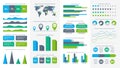 Infographics set. Charts, diagrams and graphs. Flowchart, data bars and timeline for report presentation vector Royalty Free Stock Photo