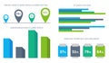 Infographics set. Charts and graphs for report. Business presentation diagrams with numbers and percent. Abstract column