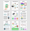 Infographics set in flat style about smartphone, digital, communication. Royalty Free Stock Photo