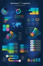 Infographics set with options. Infographic, Chart and Icon. Business and Logistics Concept with dark background. Royalty Free Stock Photo